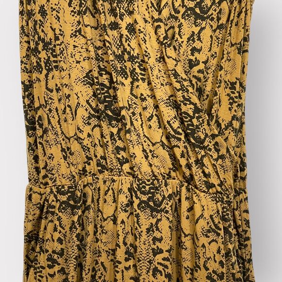 Garnet Hill Maxi Dress Women M Gold Boho Snakeskin Print Sleeveless Pockets P22 - Picture 7 of 15
